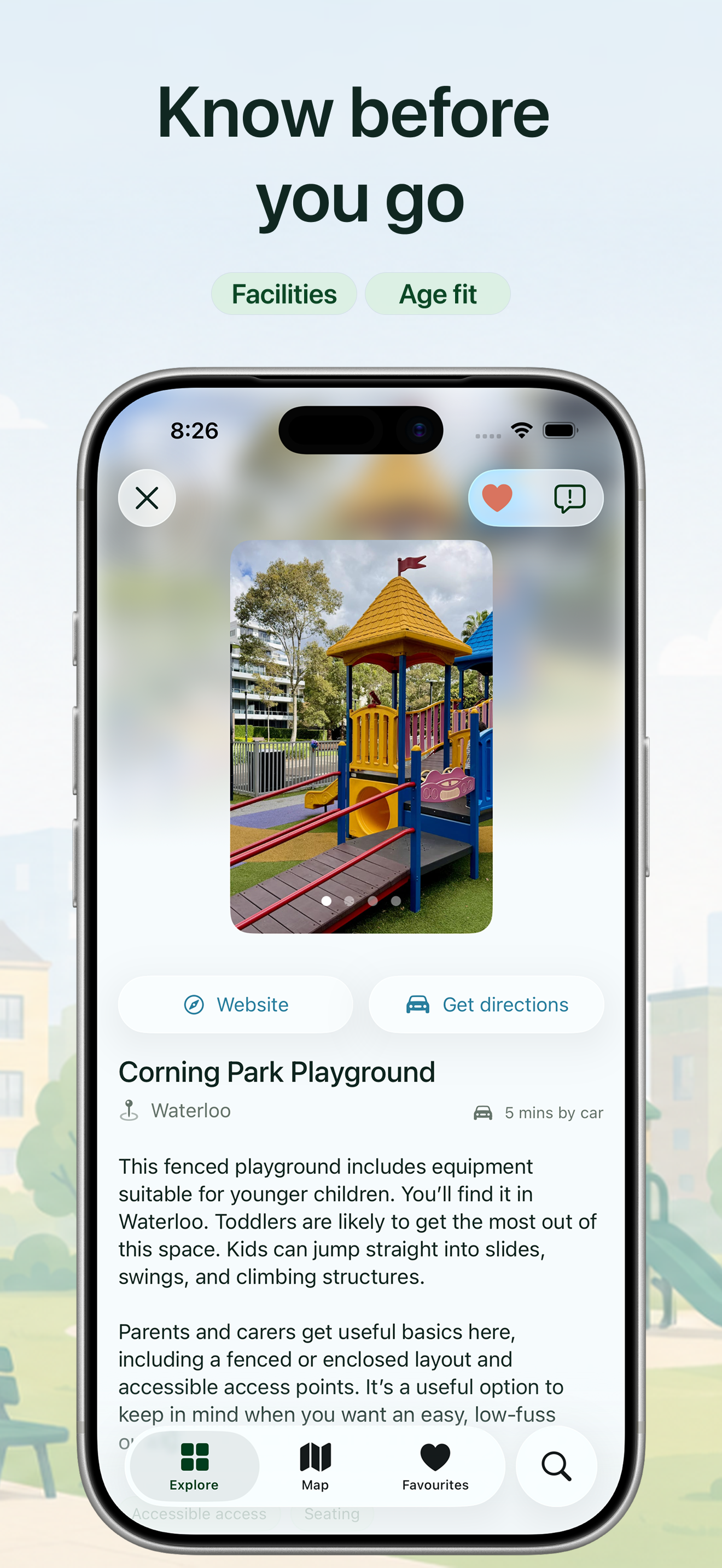 Map screen with playground markers
