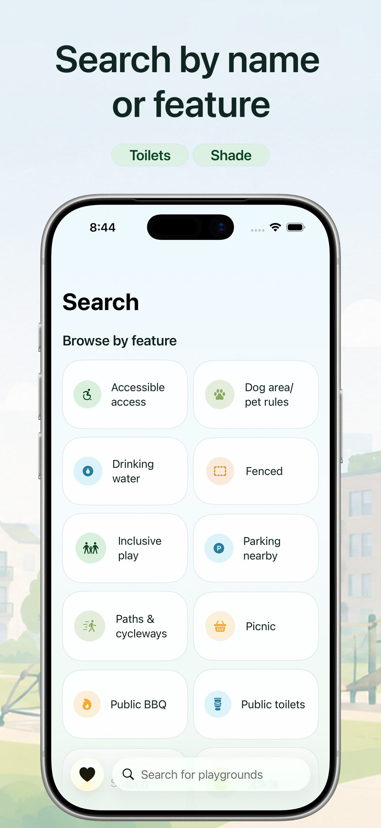 Search and feature screen